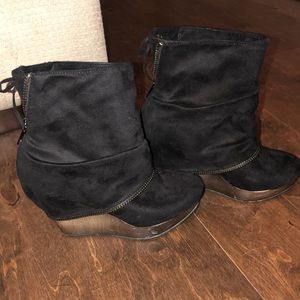 Black suede booties